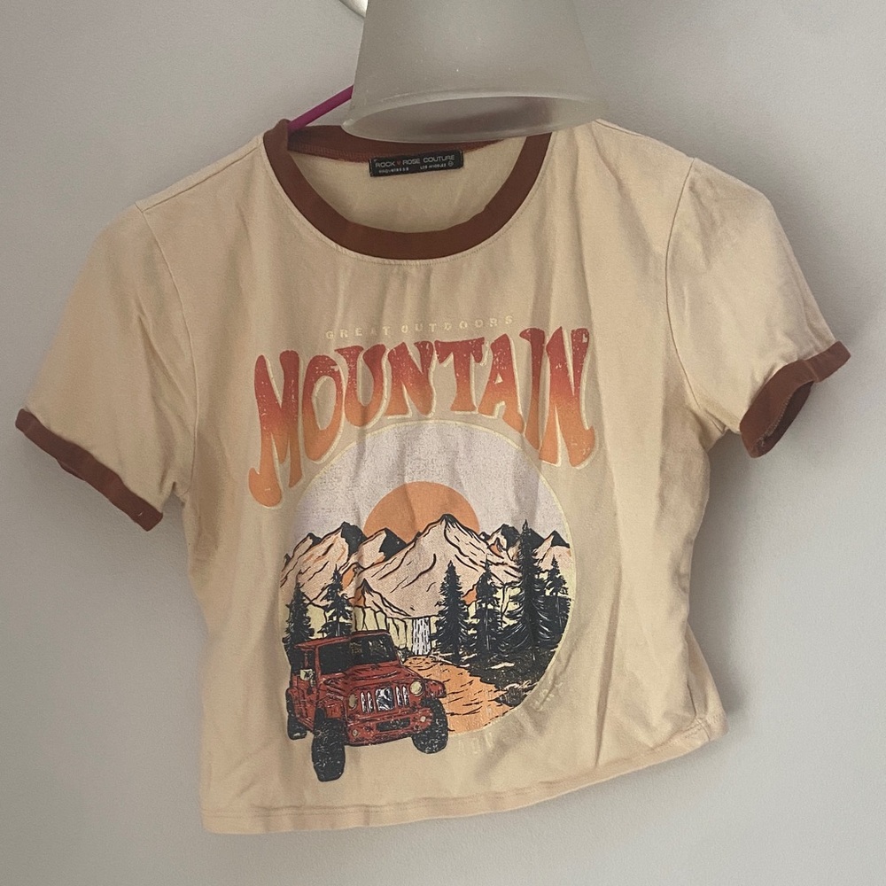 Mountain Graphic T-Shirt - Cream and Brown